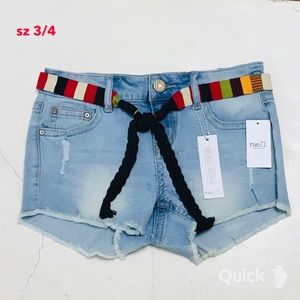 NWT Run 21 Destroyed Frayed Belted Jean Shorts